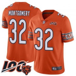 Chicago Bears #32 David Montgomery Orange Youth Stitched NFL Limited Rush 100th Season Jersey