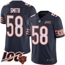 Chicago Bears #58 Roquan Smith Navy Blue Team Color Youth Stitched NFL 100th Season Vapor Limited Jersey