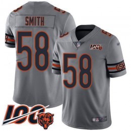 Chicago Bears #58 Roquan Smith Silver Youth Stitched NFL Limited Inverted Legend 100th Season Jersey