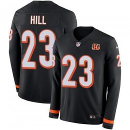 Bengals #23 Daxton Hill Black Team Color Youth Stitched NFL Limited Therma Long Sleeve Jersey