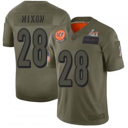 Bengals #28 Joe Mixon Camo Super Bowl LVI Patch Youth Stitched NFL Limited 2019 Salute To Service Jersey
