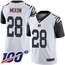 Bengals #28 Joe Mixon White Youth Stitched NFL Limited Rush 100th Season Jersey