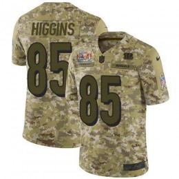 Bengals #85 Tee Higgins Camo Super Bowl LVI Patch Youth Stitched NFL Limited 2018 Salute To Service Jersey