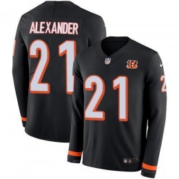 Cincinnati Bengals #21 Mackensie Alexander Black Team Color Youth Stitched NFL Limited Therma Long Sleeve Jersey