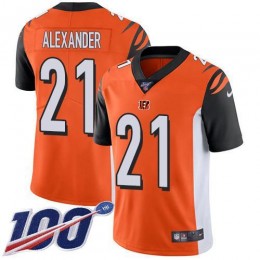 Cincinnati Bengals #21 Mackensie Alexander Orange Alternate Youth Stitched NFL 100th Season Vapor Untouchable Limited Jersey