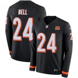 Cincinnati Bengals #24 Vonn Bell Black Team Color Youth Stitched NFL Limited Therma Long Sleeve Jersey