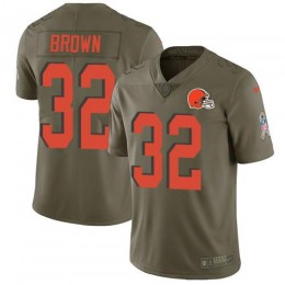 Browns #32 Jim Brown Olive Youth Stitched NFL Limited 2017 Salute To Service Jersey