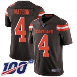 Browns #4 Deshaun Watson Brown Team Color Youth Stitched NFL 100th Season Vapor Limited Jersey