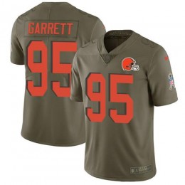 Browns #95 Myles Garrett Olive Youth Stitched NFL Limited 2017 Salute To Service Jersey