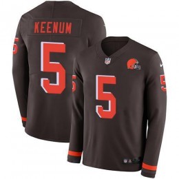 Cleveland Browns #5 Case Keenum Brown Team Color Youth Stitched NFL Limited Therma Long Sleeve Jersey