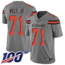 Cleveland Browns #71 Jedrick Wills JR Gray Youth Stitched NFL Limited Inverted Legend 100th Season Jersey