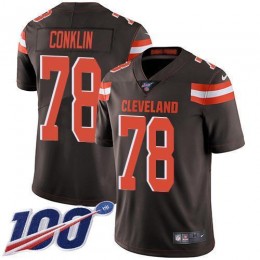 Cleveland Browns #78 Jack Conklin Brown Team Color Youth Stitched NFL 100th Season Vapor Untouchable Limited Jersey