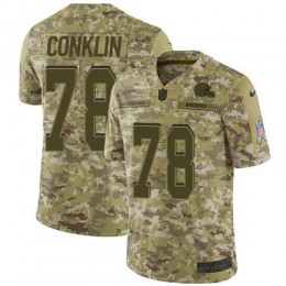 Cleveland Browns #78 Jack Conklin Camo Youth Stitched NFL Limited 2018 Salute To Service Jersey