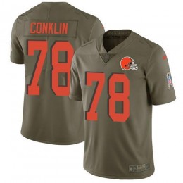 Cleveland Browns #78 Jack Conklin Olive Youth Stitched NFL Limited 2017 Salute To Service Jersey