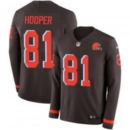 Cleveland Browns #81 Austin Hooper Brown Team Color Youth Stitched NFL Limited Therma Long Sleeve Jersey
