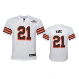 Youth Browns #21 Denzel Ward 1946 Collection Alternate Game Limited NFL Jersey – White