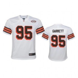 Youth Browns #95 Myles Garrett 1946 Collection Alternate Game Limited NFL Jersey – White