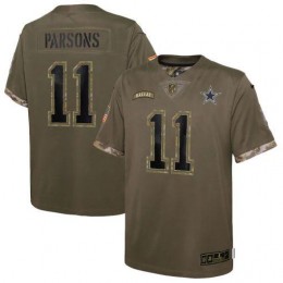 Dallas Cowboys #11 Micah Parsons Youth 2022 Salute To Service Limited Jersey – Olive