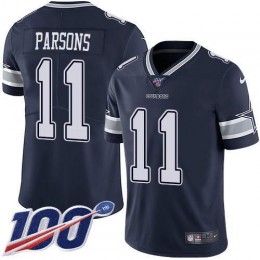 Cowboys #11 Micah Parsons Navy Blue Team Color Youth Stitched NFL 100th Season Vapor Untouchable Limited Jersey