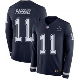 Cowboys #11 Micah Parsons Navy Blue Team Color Youth Stitched NFL Limited Therma Long Sleeve Jersey