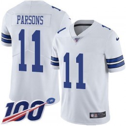Cowboys #11 Micah Parsons White Youth Stitched NFL 100th Season Vapor Untouchable Limited Jersey