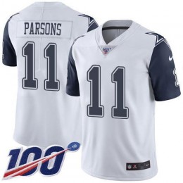 Cowboys #11 Micah Parsons White Youth Stitched NFL Limited Rush 100th Season Jersey