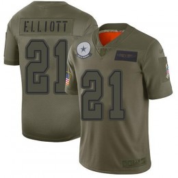 Cowboys #21 Ezekiel Elliott Camo Youth Stitched NFL Limited 2019 Salute To Service Jersey