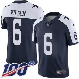 Cowboys #6 Donovan Wilson Navy Blue Thanksgiving Youth Stitched NFL 100th Season Vapor Throwback Limited Jersey