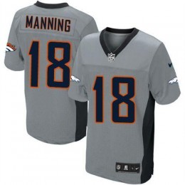 Broncos #18 Peyton Manning Grey Shadow Youth Stitched NFL Elite Jersey
