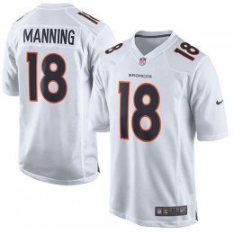 Broncos #18 Peyton Manning White Youth Stitched NFL Game Event Jersey