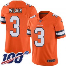 Broncos #3 Russell Wilson Orange Youth Stitched NFL Limited Rush 100th Season Jersey