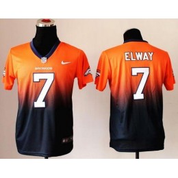 Broncos #7 John Elway Orange/Blue Youth Stitched NFL Elite Fadeaway Fashion Jersey