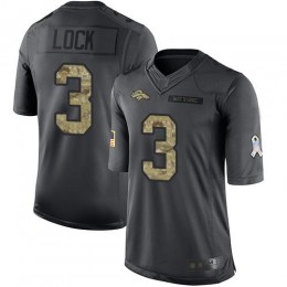 Denver Broncos #3 Drew Lock Black Youth Stitched NFL Limited 2016 Salute to Service Jersey