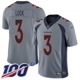 Denver Broncos #3 Drew Lock Gray Youth Stitched NFL Limited Inverted Legend 100th Season Jersey