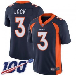 Denver Broncos #3 Drew Lock Navy Blue Alternate Youth Stitched NFL 100th Season Vapor Limited Jersey
