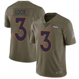 Denver Broncos #3 Drew Lock Olive Youth Stitched NFL Limited 2017 Salute to Service Jersey