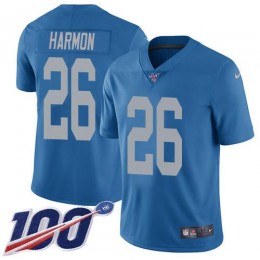 Detroit Lions #26 Duron Harmon Blue Throwback Youth Stitched NFL 100th Season Vapor Untouchable Limited Jersey