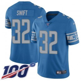 Detroit Lions #32 D’Andre Swift Blue Team Color Youth Stitched NFL 100th Season Vapor Untouchable Limited Jersey
