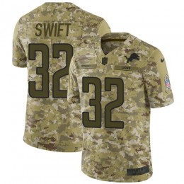 Detroit Lions #32 D’Andre Swift Camo Youth Stitched NFL Limited 2018 Salute To Service Jersey