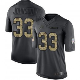 Detroit Lions #33 Kerryon Johnson Black Youth Stitched NFL Limited 2016 Salute to Service Jersey