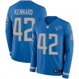 Detroit Lions #42 Devon Kennard Blue Team Color Youth Stitched NFL Limited Therma Long Sleeve Jersey