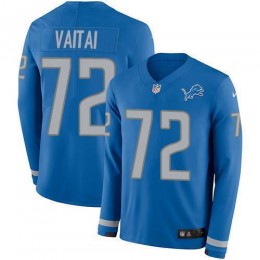 Detroit Lions #72 Halapoulivaati Vaitai Blue Team Color Youth Stitched NFL Limited Therma Long Sleeve Jersey