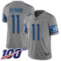 Lions #11 Kalif Raymond Gray Youth Stitched NFL Limited Inverted Legend 100th Season Jersey