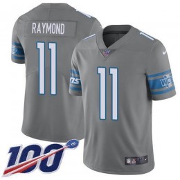 Lions #11 Kalif Raymond Gray Youth Stitched NFL Limited Rush 100th Season Jersey