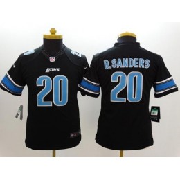 Lions #20 Barry Sanders Black Alternate Youth Stitched NFL Limited Jersey