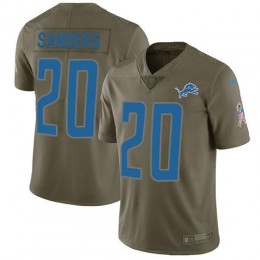 Lions #20 Barry Sanders Olive Youth Stitched NFL Limited 2017 Salute To Service Jersey