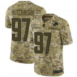 Lions #97 Aidan Hutchinson Camo Youth Stitched NFL Limited 2018 Salute To Service Jersey