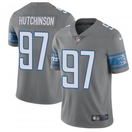 Lions #97 Aidan Hutchinson Gray Youth Stitched NFL Limited Rush Jersey