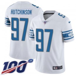 Lions #97 Aidan Hutchinson White Youth Stitched NFL 100th Season Vapor Untouchable Limited Jersey