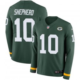 Green Bay Packers #10 Darrius Shepherd Green Team Color Youth Stitched NFL Limited Therma Long Sleeve Jersey